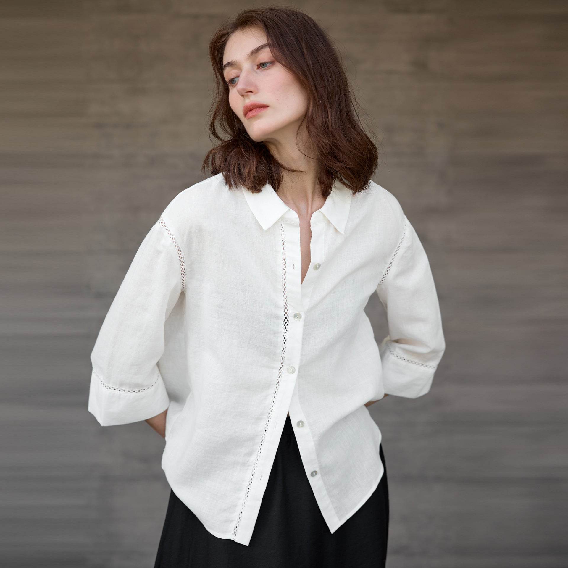 Lace-Up Placket Hollow Design Women's Shirt | MuddyStock Originals MuddyStock