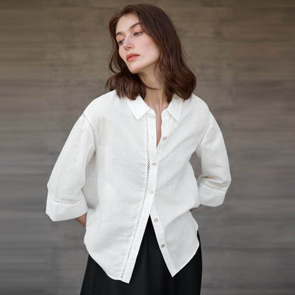 Lace-Up Placket Hollow Design Women's Shirt | MuddyStock Originals MuddyStock