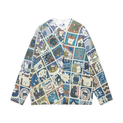 Manga checkered cat cardigan for women