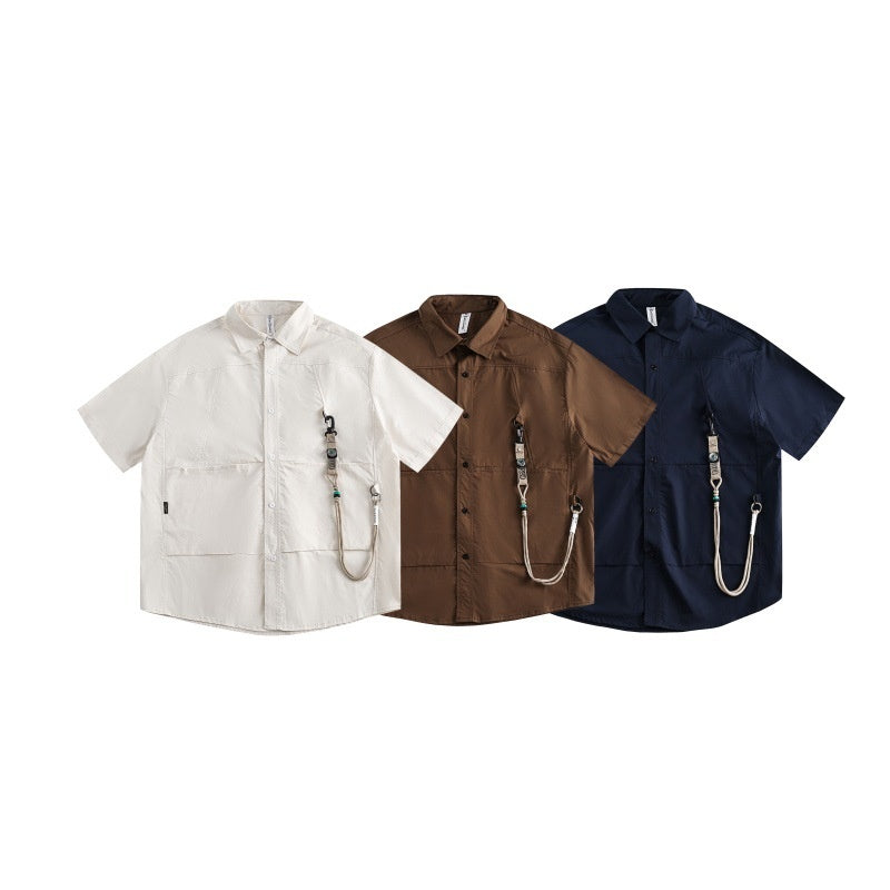 Mountain compass hanging rope decoration workwear shirt for men