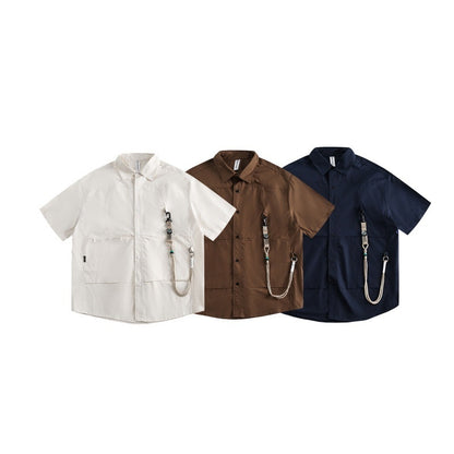 Mountain compass hanging rope decoration workwear shirt for men