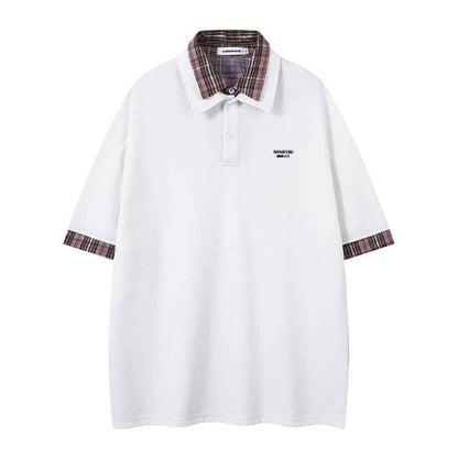 Loose Turn-Down Collar Short Sleeve T-Shirt for Men and Women | MuddyStock Originals H18-White MuddyStock