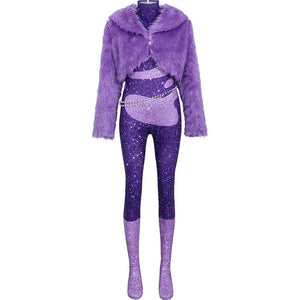 Pop Star Performance Cosplay Costume Set Purple