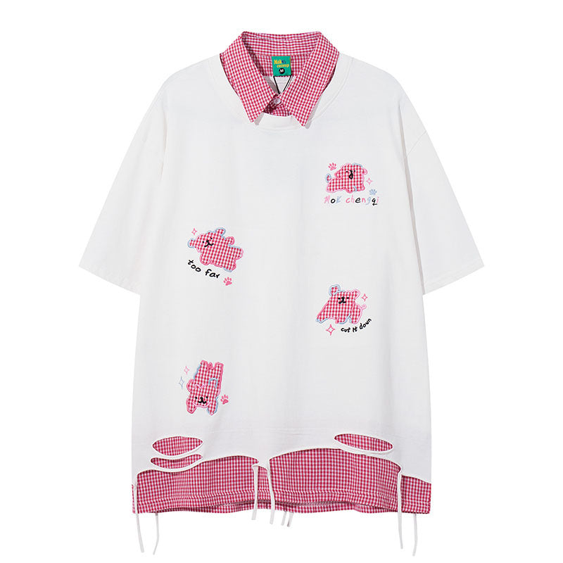 Loose Turn-down Collar Short Sleeve T-Shirt For Women | MuddyStock Originals MuddyStock