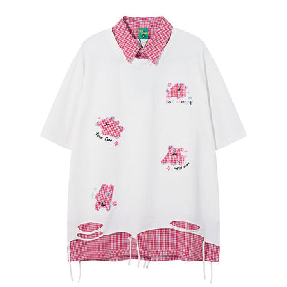 Loose Turn-down Collar Short Sleeve T-Shirt For Women | MuddyStock Originals MuddyStock