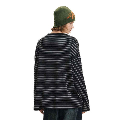 Striped round neck long sleeved T-shirt for women | MuddyStock Originals