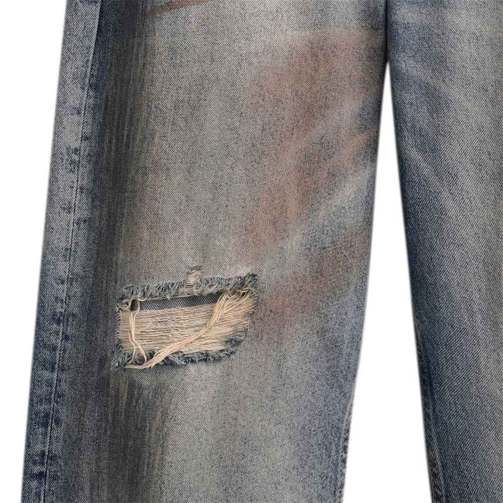 Ripped worn dirty straight leg jeans for men | MuddyStock Originals