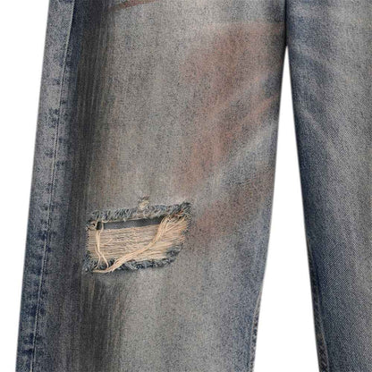 Ripped worn dirty straight leg jeans for men | MuddyStock Originals
