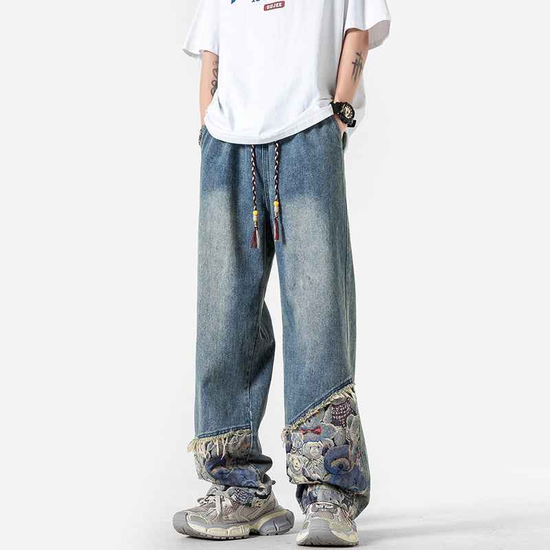 Bear Spliced Denim Pants For Men | MuddyStock Originals Blue MuddyStock