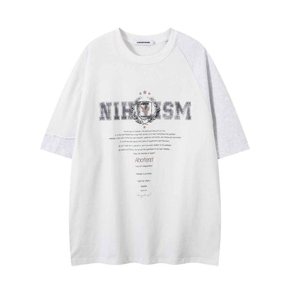 Spliced Unique Design Short Sleeve T-Shirt For Men | MuddyStock Originals Off-white MuddyStock