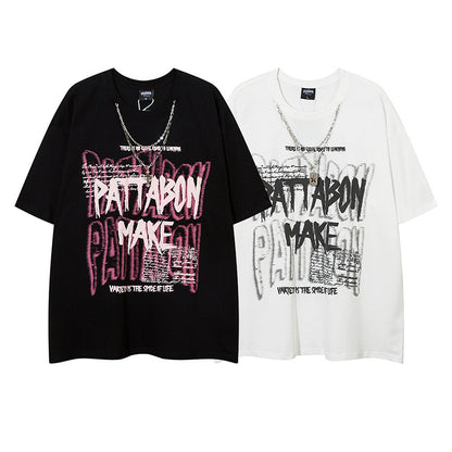 Streetwear Bubble Letter Print Short Sleeve T-Shirt for Women | MuddyStock Originals MuddyStock