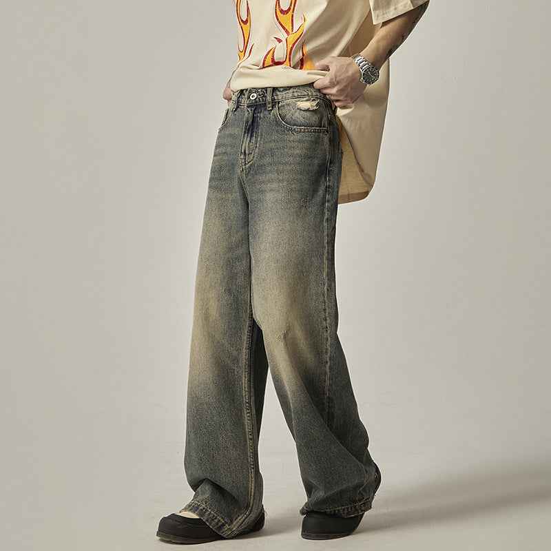 Straight Loose-fitting Wide-leg Trousers For Men MuddyStock