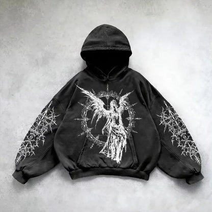 Hooded Printed Hip Hop Streetwear Hoodie Black 10 MuddyStock All Products
