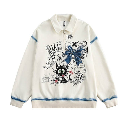 Fashion Graffiti Outline Sweater For Women Apricot MuddyStock