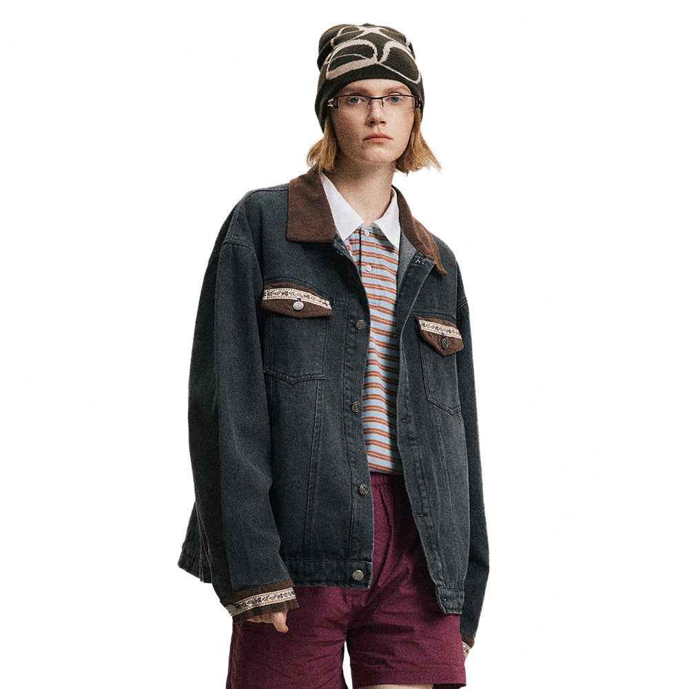 Punk Loose Wash Distressed Denim Jacket For Men And Women MuddyStock