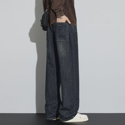 Retro Nostalgic Straight Jeans For Men Cement Gray MuddyStock