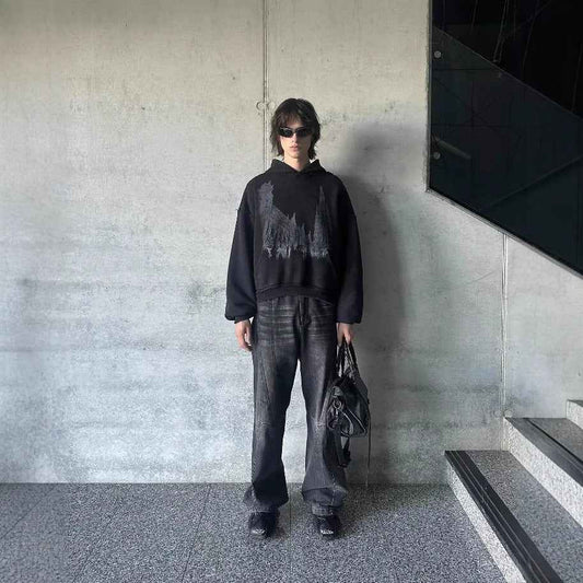 Loose-fit Dark-style Retro Printed Hoodie For Men MuddyStock