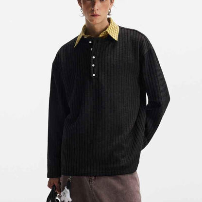 Textured Stripe T-shirt Simple Long Sleeve T-shirt For Men null