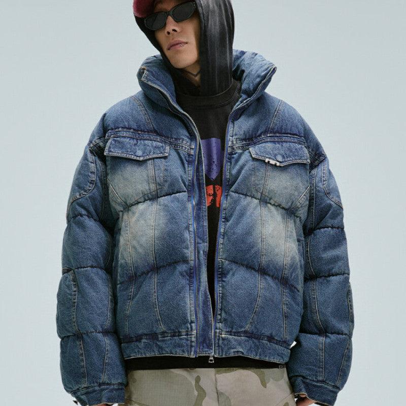 Loose-fit Cotton-padded Jacket With A Washed Vintage Look For Men null