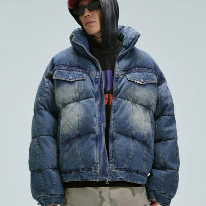 Loose-fit Cotton-padded Jacket With A Washed Vintage Look For Men null