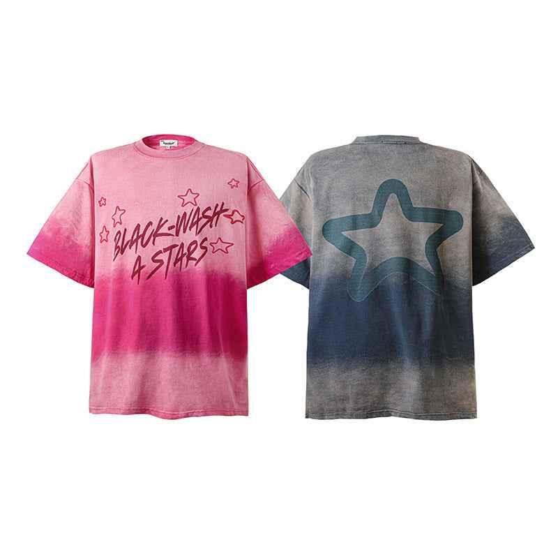 Tie-dye Gradient Short-sleeved T-shirt For Men And Women null