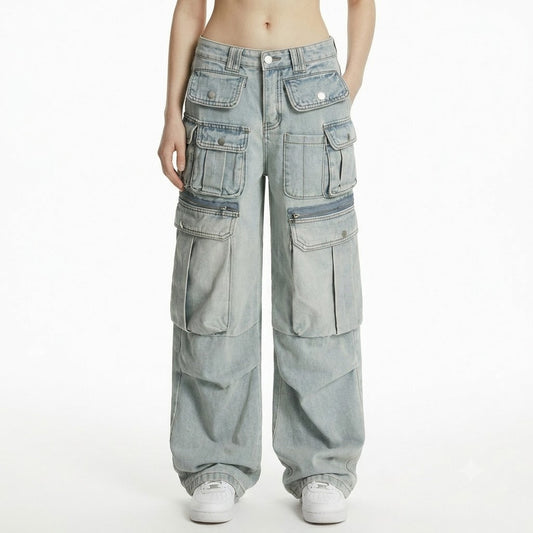 Wrinkled multi pocket workwear jeans for women | MuddyStock Originals