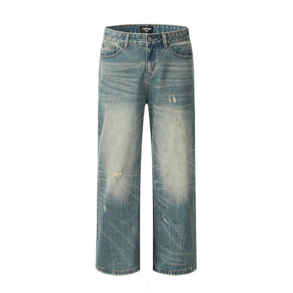 Retro Distressed Jeans For Men Vintage Blue MuddyStock