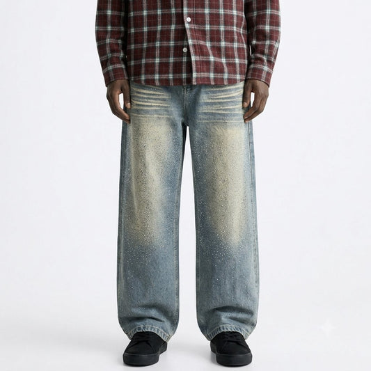 Retro wide leg denim pants for men | MuddyStock Originals