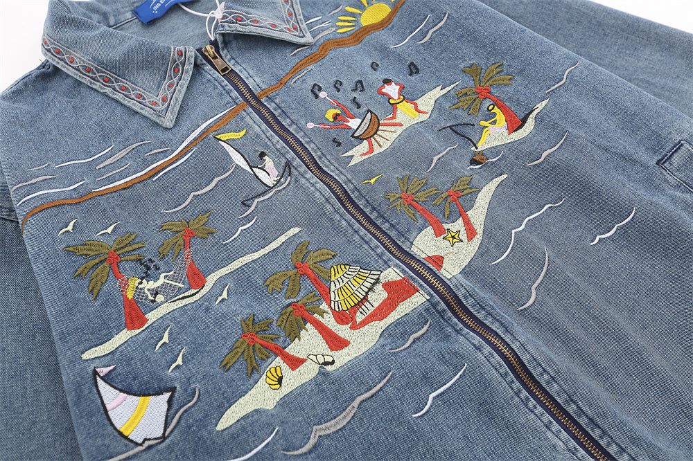 Punk Retro Cartoon Denim Jacket For Women MuddyStock null