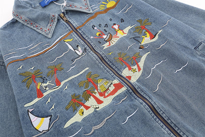 Punk Retro Cartoon Denim Jacket For Women MuddyStock null