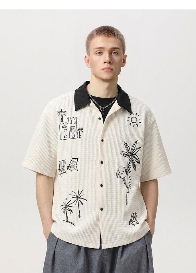 Hand drawn lapel men shirt | MuddyStock Originals