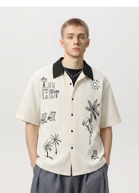 Hand drawn lapel men shirt | MuddyStock Originals eprolo