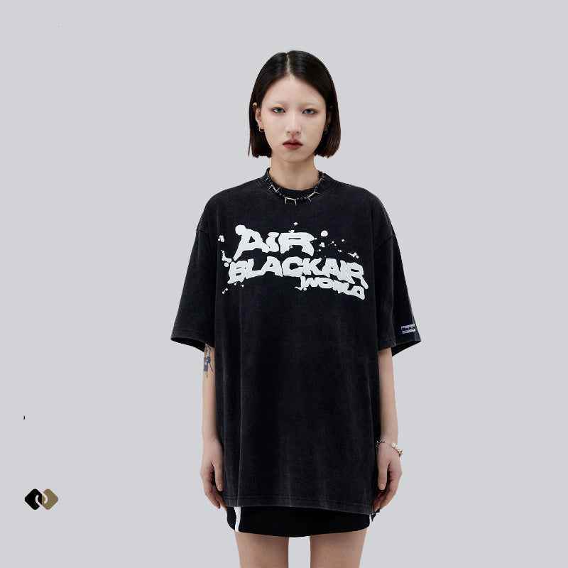 Men And Women Retro Graffiti Alphabet Personality Casual T-shirt MuddyStock