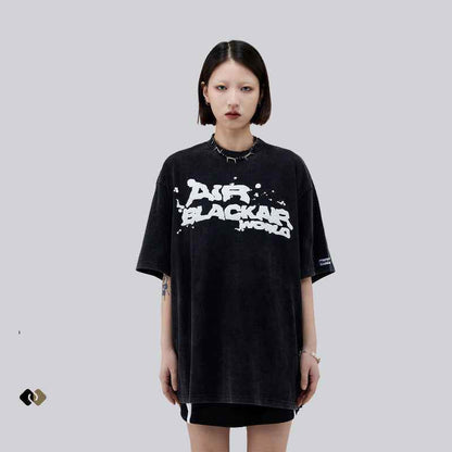 Men And Women Retro Graffiti Alphabet Personality Casual T-shirt MuddyStock