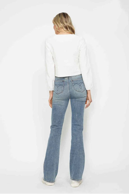 Judy Blue Embroidered Pocketed Bootcut Jeans Plus Size For Women Trendsi