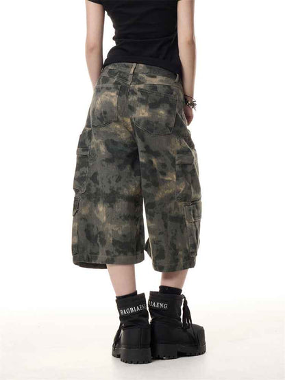 Retro Camouflage Cropped Pants For Women