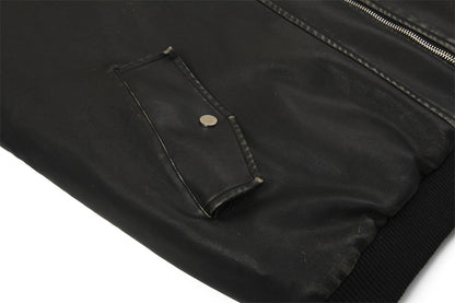 Distressed PU Leather Jacket For Men