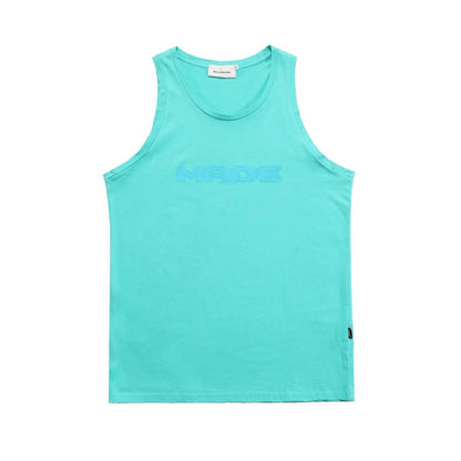 Street Retro Basic Letter Print Vest Bottoming Shirt Green Lake MuddyStock