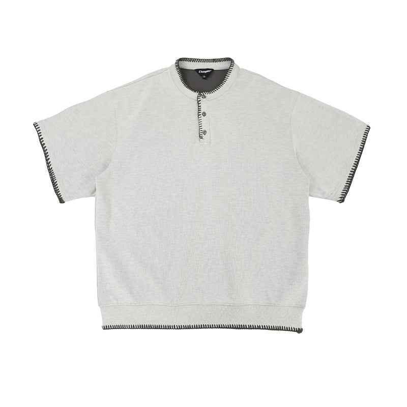 Retro Summer Zipper Short Sleeve For Men And Women Light Gray