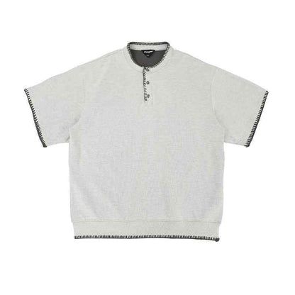 Retro Summer Zipper Short Sleeve For Men And Women Light Gray