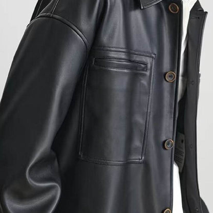 Fashion PU Leather Coat Men's Top MuddyStock