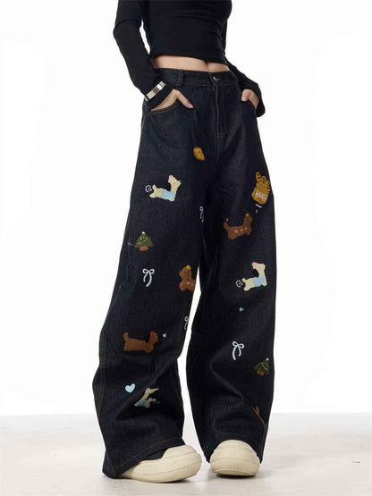 Sausage Dog Patchwork Jeans For Women MuddyStock