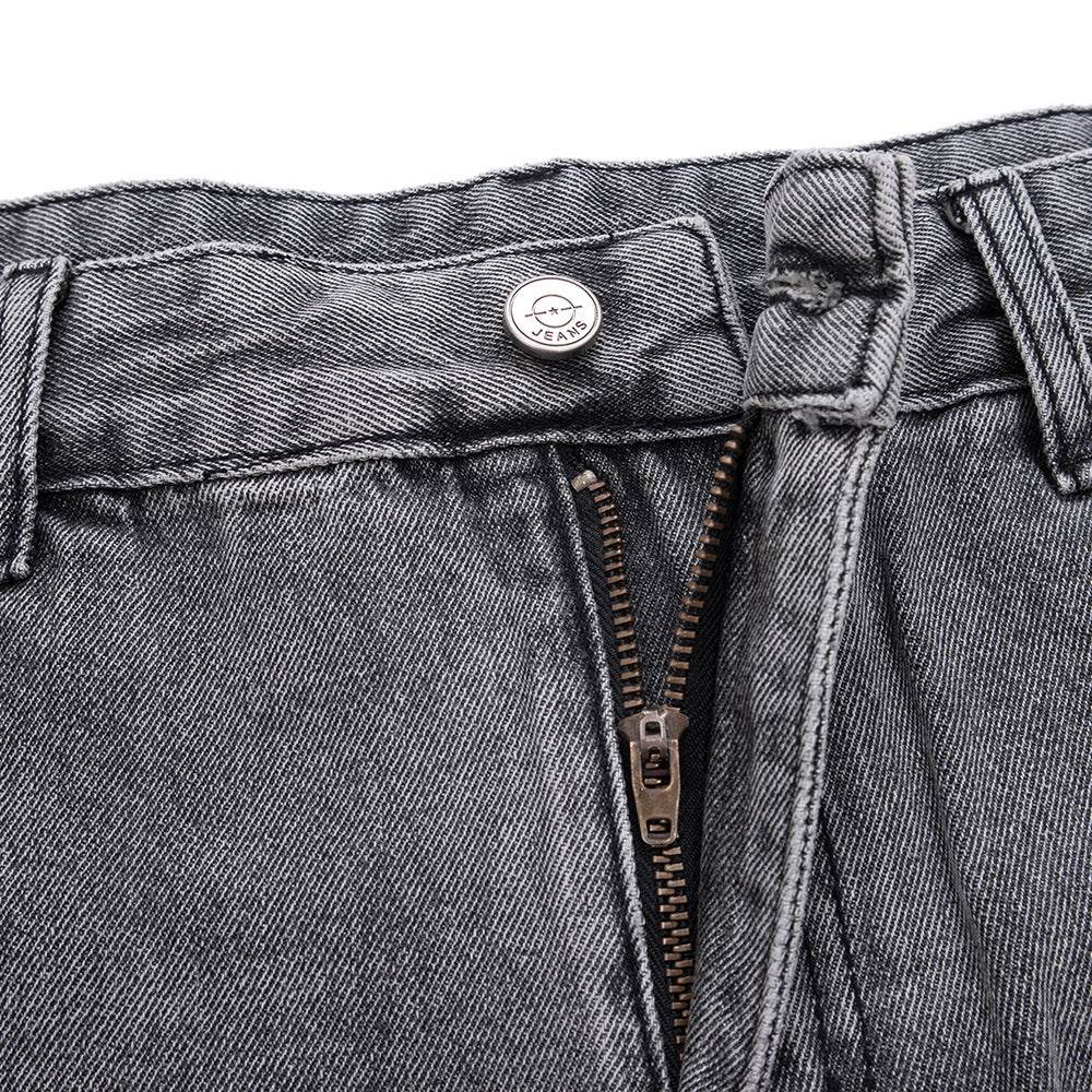 Punk Distressed Wash Raw Edge Denim Trousers For Men MuddyStock