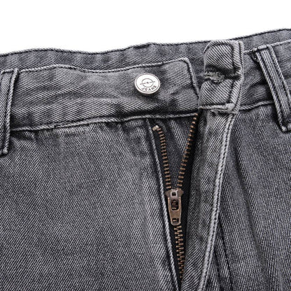 Punk Distressed Wash Raw Edge Denim Trousers For Men MuddyStock