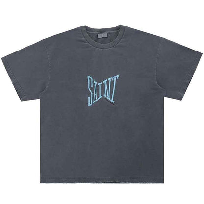 Retro Alphabet Short Sleeve T-shirt For Men Gray null