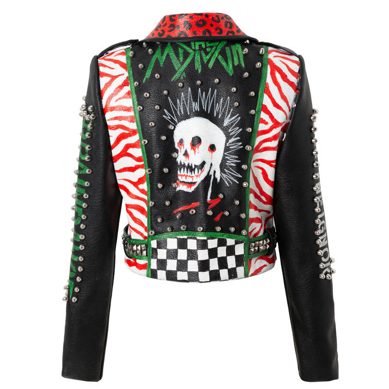 Slim Fit Rivet Punk Style Jacket For Women