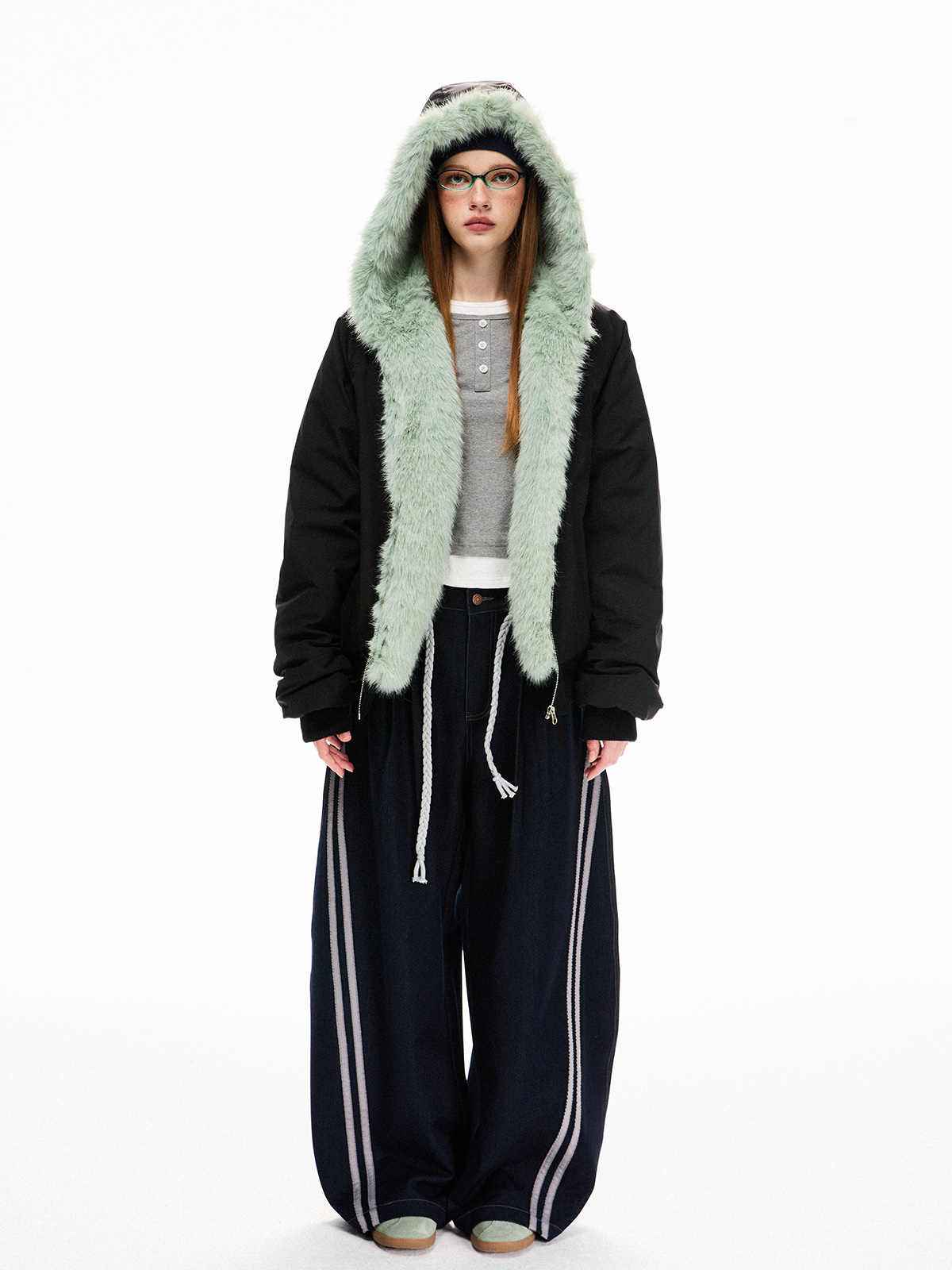 Loose Fleece-lined Warm Cotton Jacket For Women