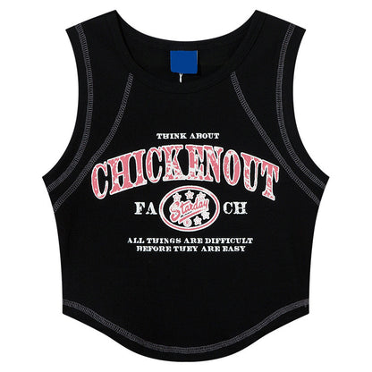 Retro Distressed Printed Short Top For Women Black MuddyStock