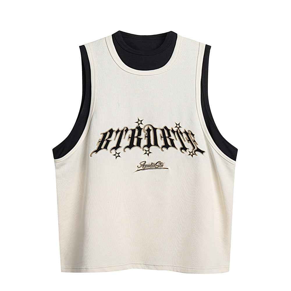 Sports Vest Casual Letter Embroidered Loose Top For Women MuddyStock