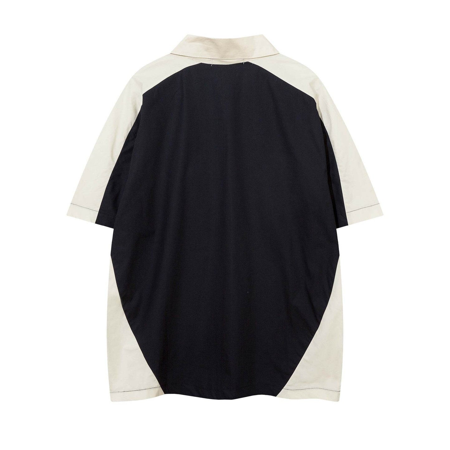 High Street Matching Letters Printing Lapel Short Sleeve Shirt For Men MuddyStock